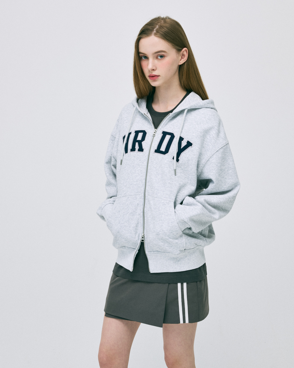 MUSINSA | NERDY Arch Logo Hoodie Zip-up (25SS) (Black