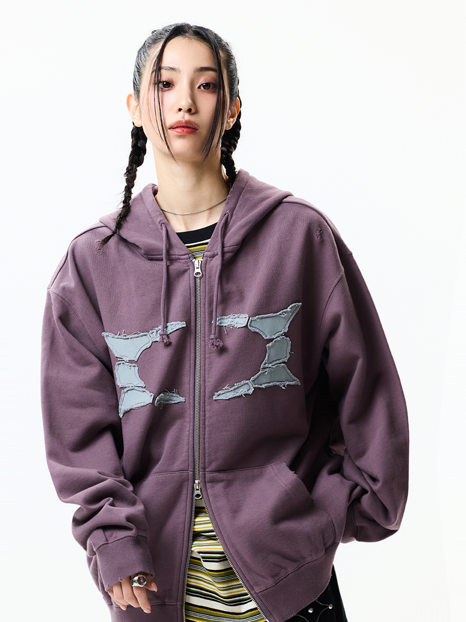 BREAKING WORMHOLE HOODIE ZIPUP PURPLE 상세 이미지 5