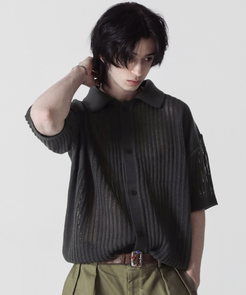 Летний трикотажный кардиган с коротким рукавом Varsity_Charcoal Gray