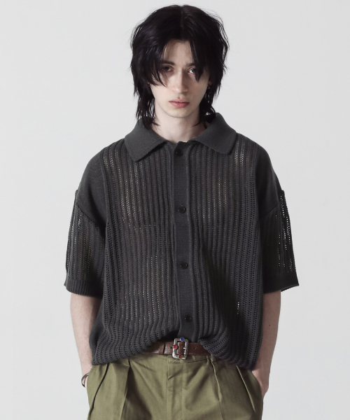 Летний трикотажный кардиган с коротким рукавом Varsity_Charcoal Gray