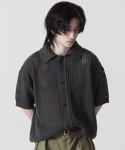 Летний трикотажный кардиган с коротким рукавом Varsity_Charcoal Gray
