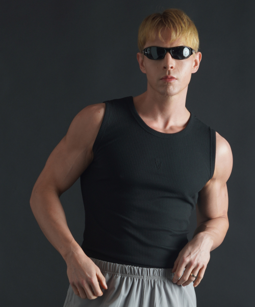 Однотонная майка muscle fit с лого - Black
