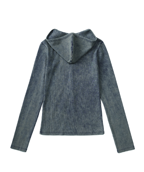 V NECK BUTTON HOODIE (STONE BROWN)