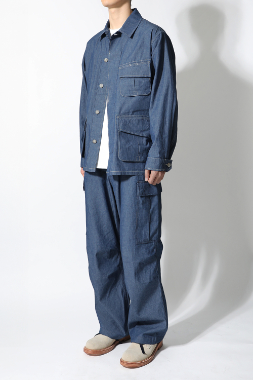 Halfmoon Chambray Fatigue Jacket Light Blue