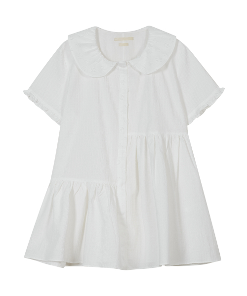 Textured Collar Top [White]