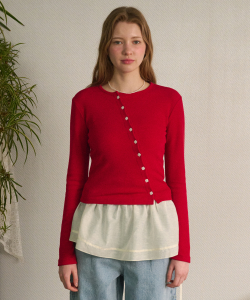 Soft Round Cardigan Red