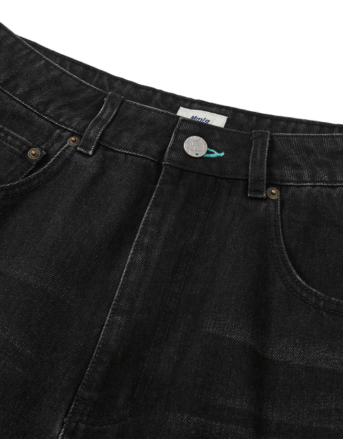 [Mmlg] DENIM WIDE BERMUDA PANTS (BLACK)