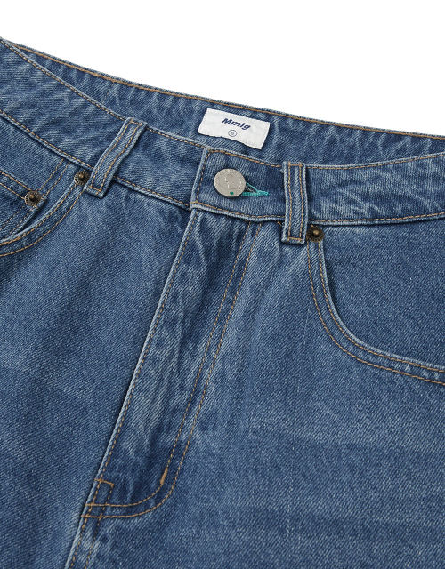 [Mmlg] DENIM WIDE BERMUDA PANTS (MID BLUE)