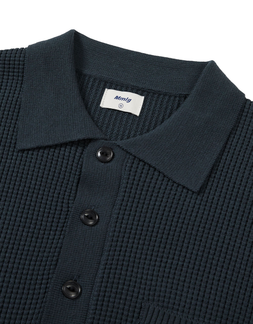 [Mmlg] WAFFLE STITCHED HF KNIT (NAVY)