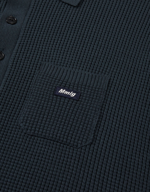 [Mmlg] WAFFLE STITCHED HF KNIT (NAVY)