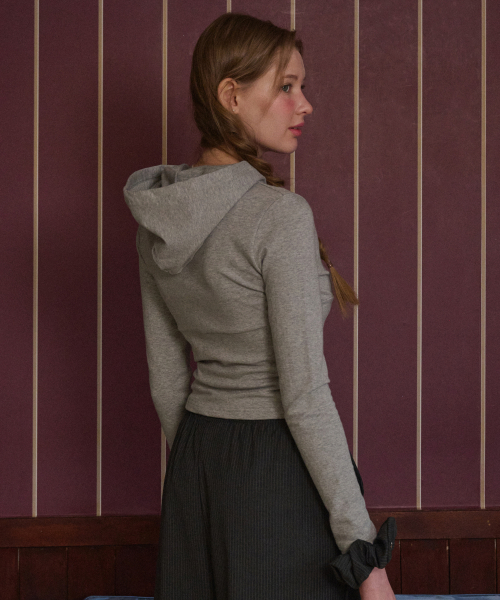 Corset Shirring Hoodi Gray