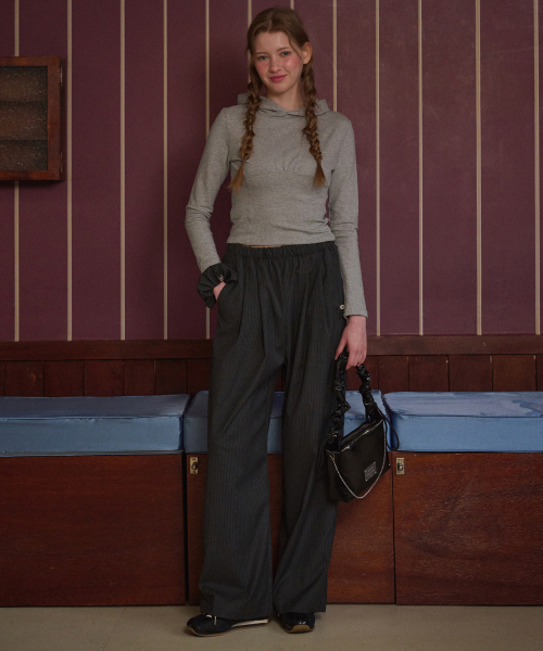 Corset Shirring Hoodi Gray