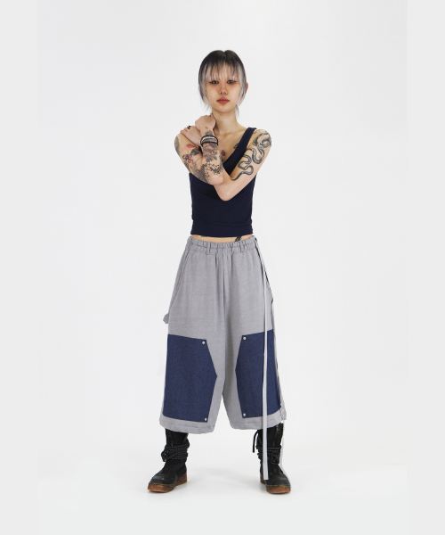 Double Knee бермуды 3/4 пигментные Grey