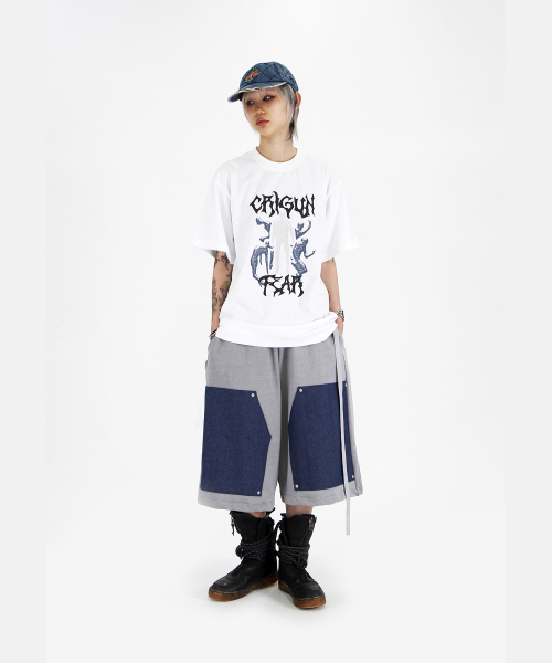 Double Knee бермуды 3/4 пигментные Grey