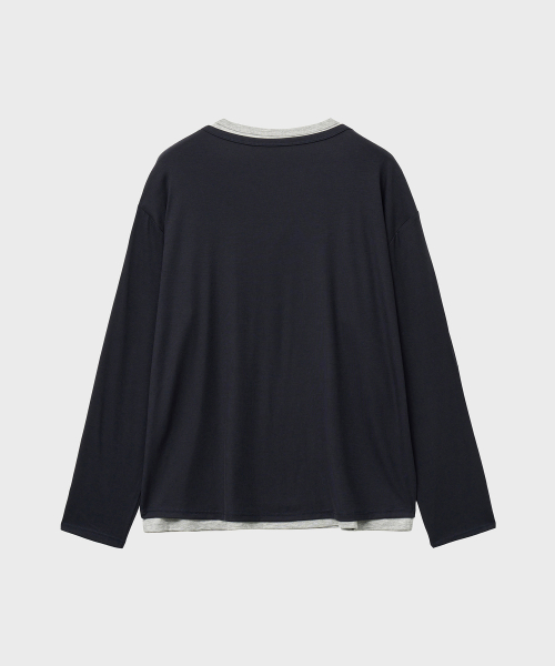 Многослойный лонгслив с воротом хенли (Navy Grey)
