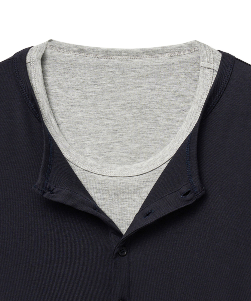 Многослойный лонгслив с воротом хенли (Navy Grey)