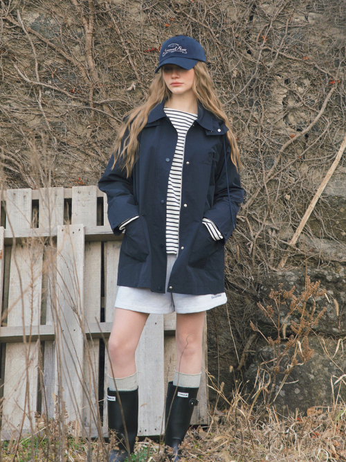 NICOLE hoodie half jacket_NAVY