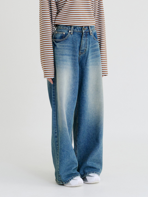 Wide Denim Pants (Vintage Blue)