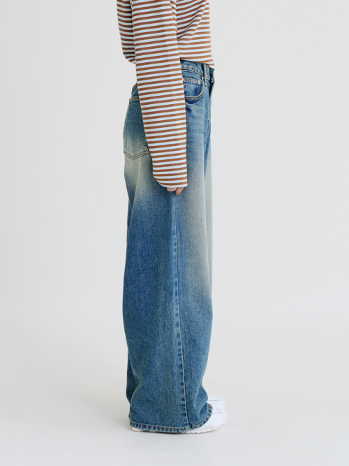 Wide Denim Pants (Vintage Blue)