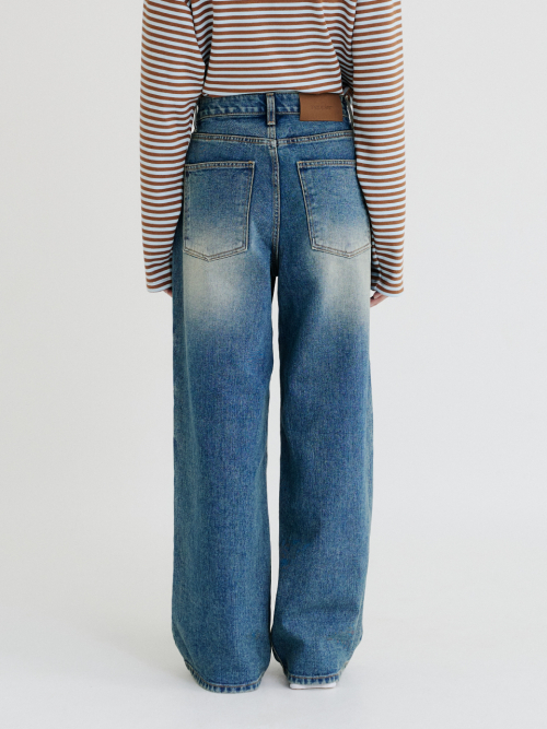 Wide Denim Pants (Vintage Blue)