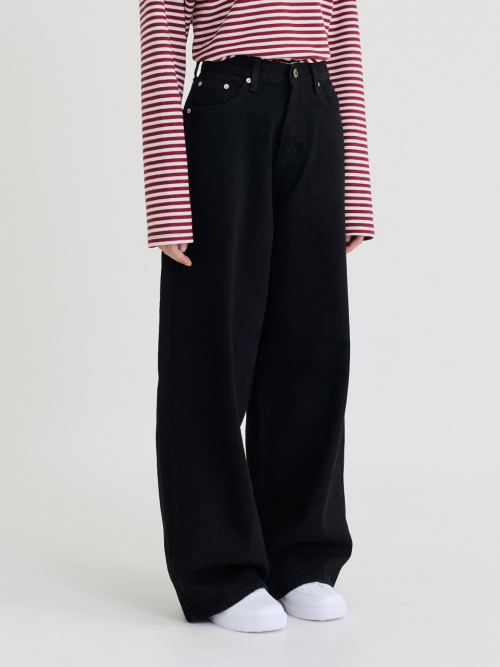 Wide Denim Pants (Black)