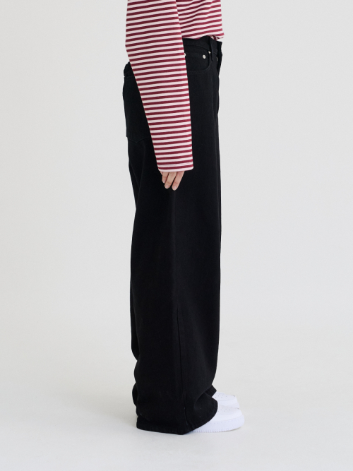 Wide Denim Pants (Black)