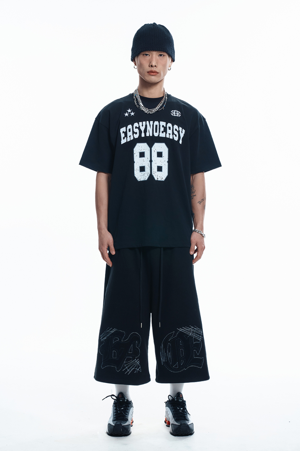 パンツ [EASY NO EASY] ENOE PATCH SWEAT BERMUDA PANTS ENOE Patch Sweat Bermuda Pants - BLACK - EASY NO EASY | 60