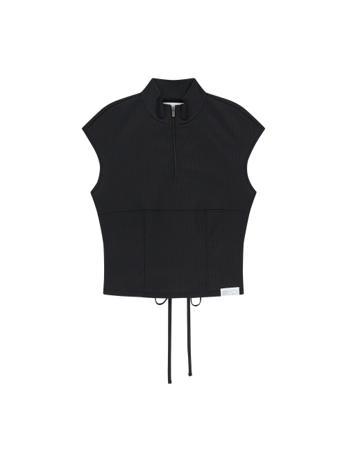 STRAPPY HALF-ZIP SLEEVELESS [BLACK]