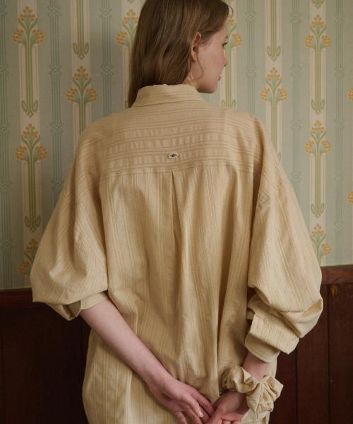 Rope-Wide Cotton Shirt Beige