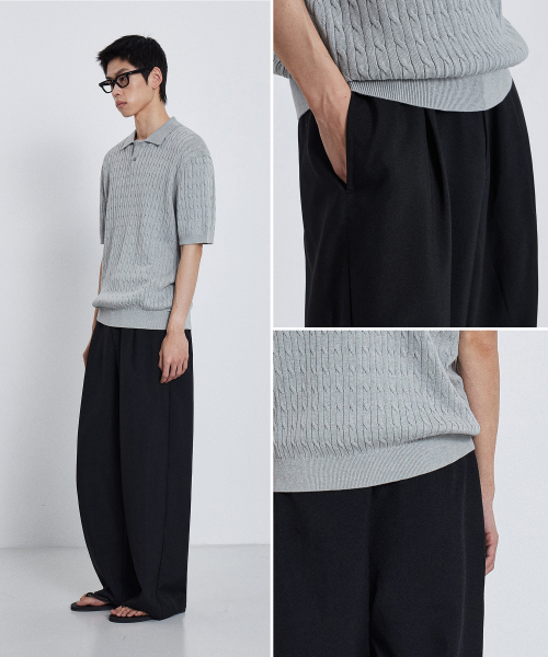 Summer Semi Wide Slacks_Black