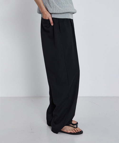 Summer Semi Wide Slacks_Black