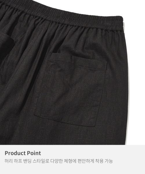 (Woman) Summer Semi-Wide Linen Pants_Black