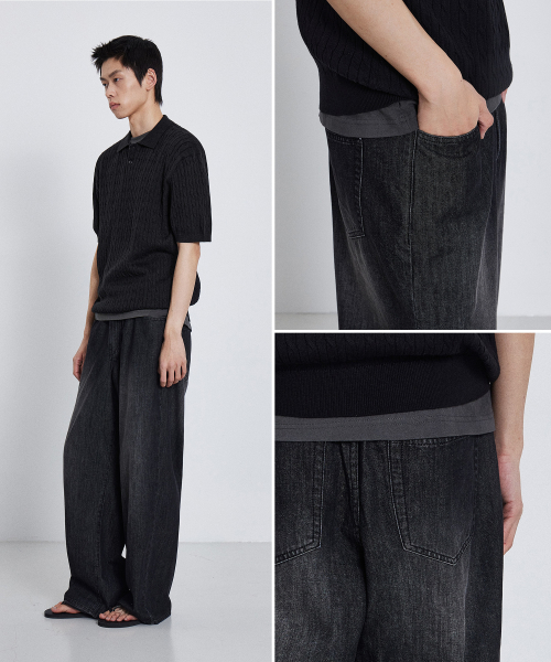 Широкие летние джинсы, Black