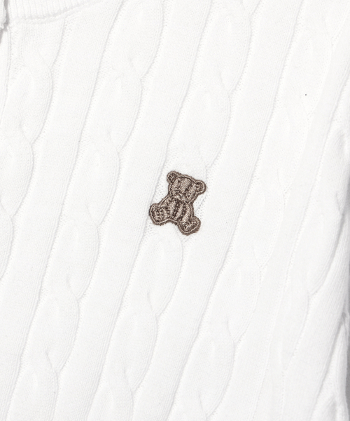 Тонкий кардиган Retro Bear с коротким рукавом OFF WHITE (LP2SF229-001)