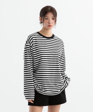BRENSON ブレンソン オーバーフィット 1:1 ストライプ 長袖Tシャツ (5色展開) 画像 3