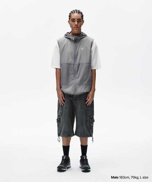 ECLIPSE NYLON HOOD VEST GREY(MG2FSMB966A)