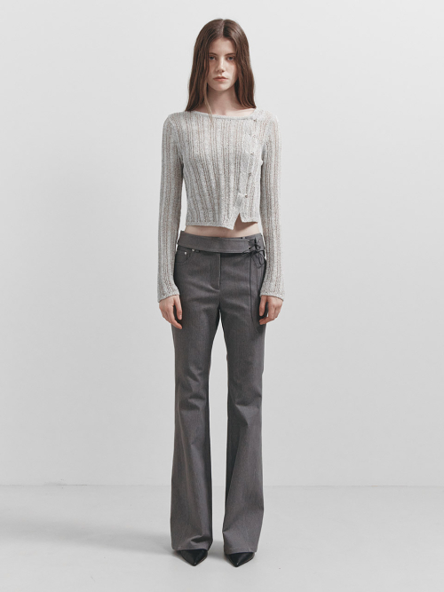 Belted Stripe Bootscut Pants VW5SL453_2color