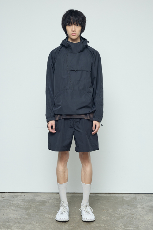 Hi-PORA CURVED ZIP WIND BREAKER ANORAK (BLACK)