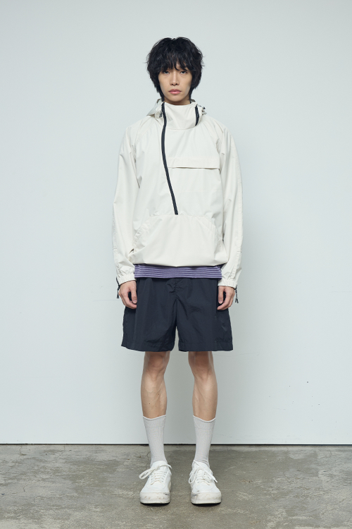 Hi-PORA CURVED ZIP WIND BREAKER ANORAK (IVORY)