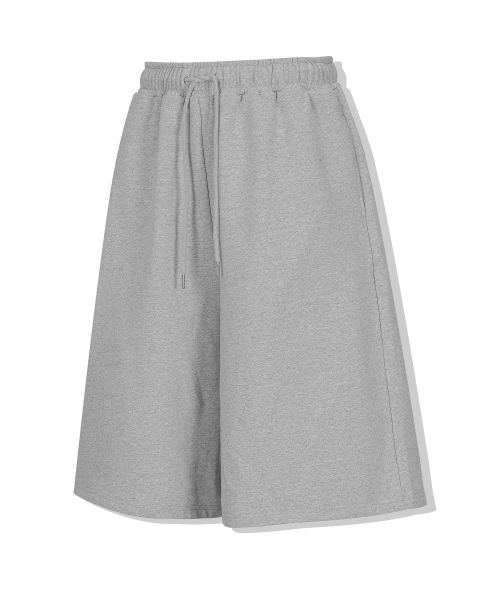 MAXI WIDE SWEAT BERMUDA SHORTS_MELANGE GRAY