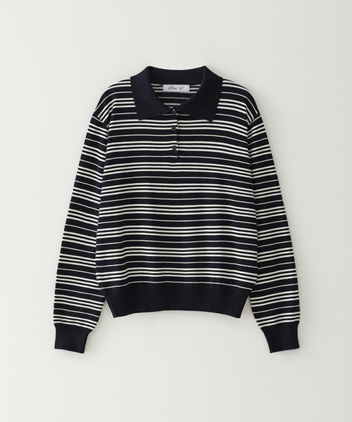 Длинный трикотажный лонгслив в полоску Resort - Navy