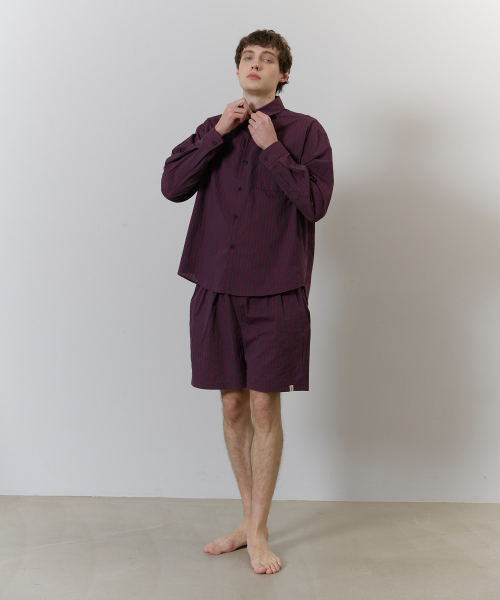 STRIPE PAJAMA SET_wine red (man)