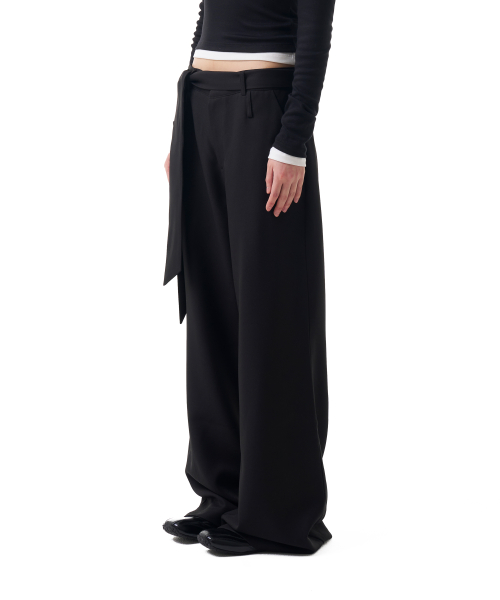 Belted Contrast Trousers (Black)