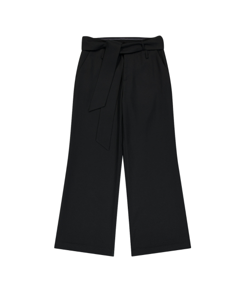 Belted Contrast Trousers (Black)