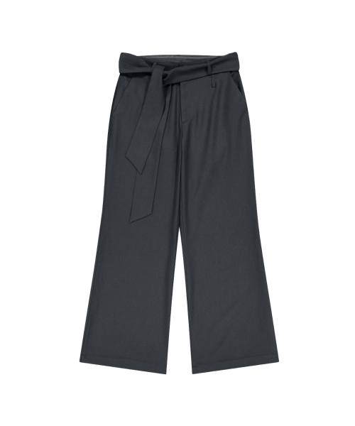 Belted Contrast Trousers (Dark Gray)