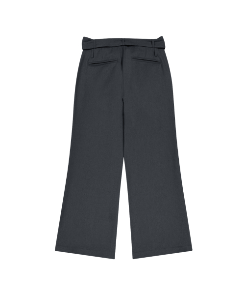 Belted Contrast Trousers (Dark Gray)
