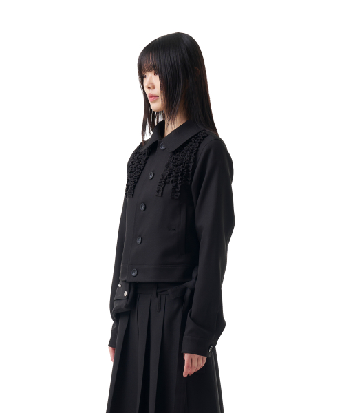 Frilled Button Jacket (Black)