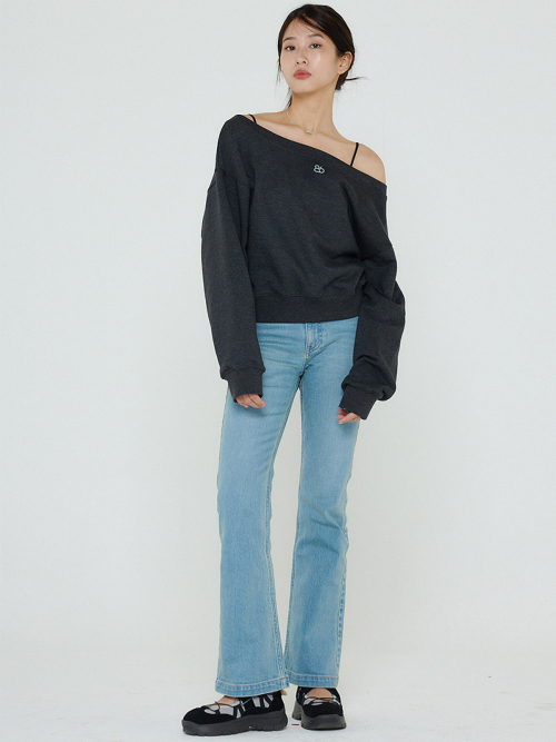 Джинсы клеш с эффектом потертости (Light blue)