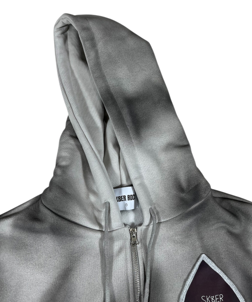 Spade Painting Sweat Hood Zip-up Vest ((Gray))