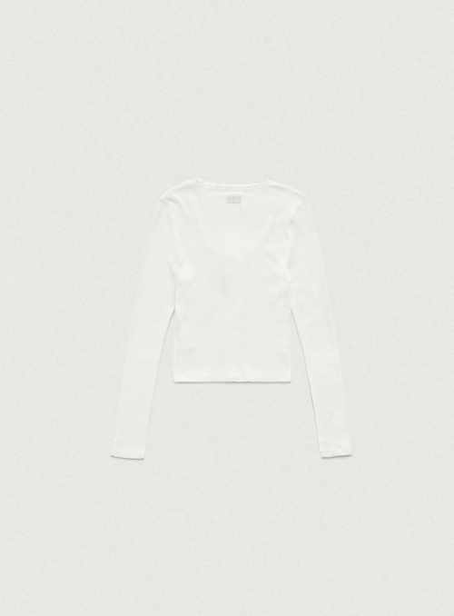 Ravioli Lace-Trim Button-Up Top_White